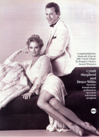 Trade ad congratulating Bruce & Cybill on their People's Choice Awards.