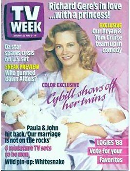 TV Week from Australia with Cybill and her twins, 1988.