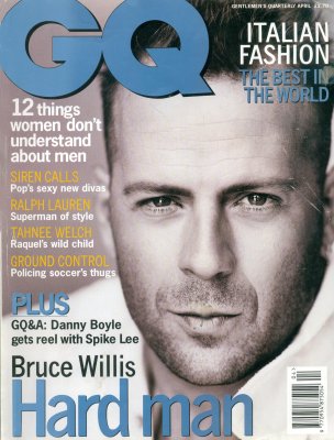 British GQ with Bruce Willis cover April 1996