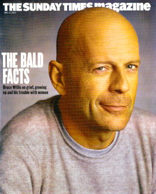 The Sunday Times from Britian with Bruce Willis cover.