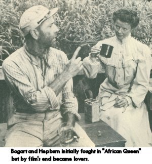 Bogart and Hepburn in The African Queen