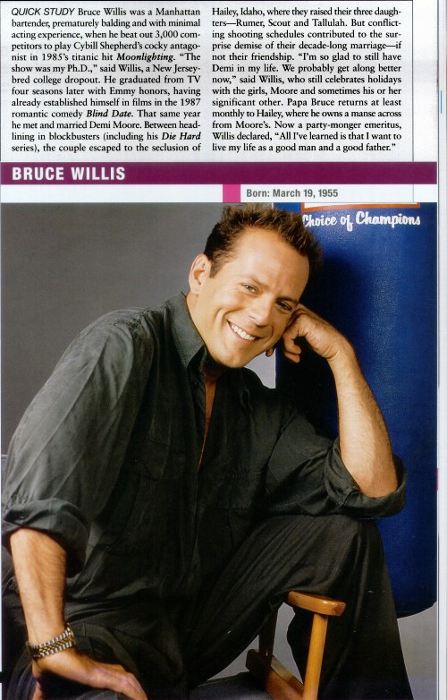 Bruce Willis featured in People's 100 Greatest TV Stars of Our Time
